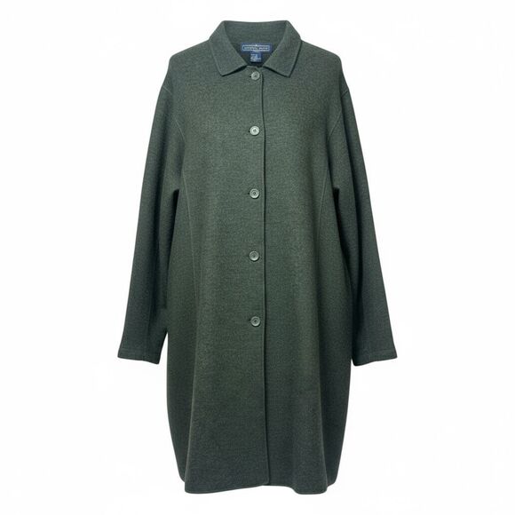 NWOT Herman Geist 100% Wool Army Green Button Up Cardigan Women's XXL - Picture 1 of 10